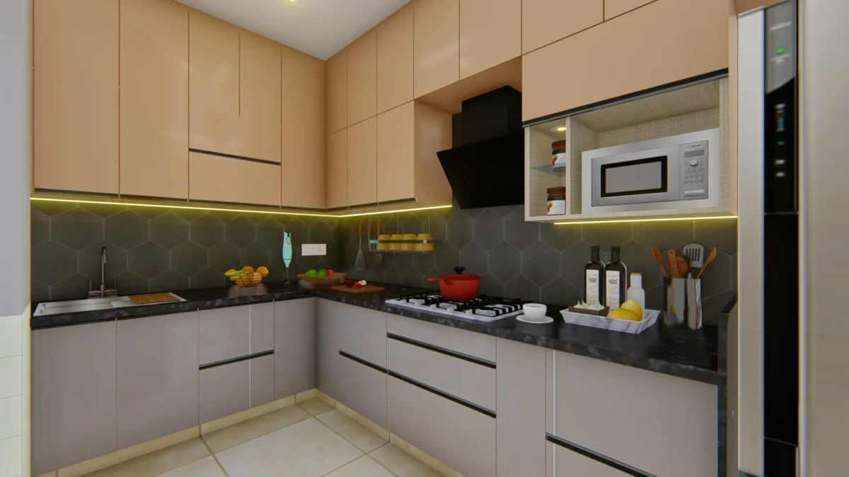 L SHAPED ACRYLIC FINISH MODULAR KITCHEN(1)